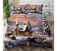 Dozrmey Funda Nórdica Cama 150 Paisajes Nevados Blancos, Funda Nórdica 220x240 de Microfibra con Cremallera Oculta, Juego de Ropa de Cama Impreso 3D con 2 Fundas de Almohada para Dormitorio,AQ887