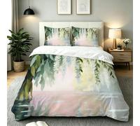 Dozrmey Funda Nórdica Cama 150 Piante Verdi, Funda Nórdica 220x240 de Microfibra con Cremallera Oculta, Juego de Ropa de Cama Impreso 3D con 2 Fundas de Almohada para Dormitorio,AW7691