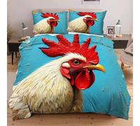 Dozrmey Funda Nórdica Cama 180-240x260 cm Gallo Pintado al óleo, Juego de Ropa de Cama de Microfibra para Adultos, 3D Fundas de Edredón con Cierre de Cremallera y 2 Fundas de Almohada