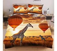 Dozrmey Funda Nordica Cama 90-150x200 cm Jirafa Animal, 3D Estampado Juego de Cama 3 Piezas, Funda de Edredón Microfibra 150x200 y 2 Fundas de Almohada 50x75 cm H399