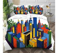 Dozrmey Funda Nórdica Cama 90 Casa Colorida, Suave Ropa de Cama de Microfibra con 2 Fundas de Almohada, Juego de Cama 135x200 con Cremallera Oculta para Niños, Niñas,AW3092