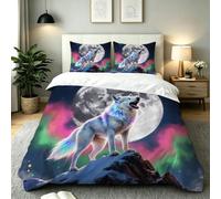 Dozrmey Funda Nórdica Cama 90 Lobo Gris, Suave Ropa de Cama de Microfibra con 2 Fundas de Almohada, Juego de Cama 135x200 con Cremallera Oculta para Niños, Niñas, AE4262