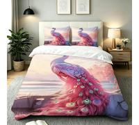 Dozrmey Funda Nórdica Cama 90, Pavo Real Rosa, 135x200 cm, AQ3620