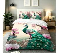Dozrmey Funda Nórdica Cama 90, Pavo Real Verde, 135x200 cm, AQ3164