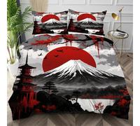 Dozrmey Funda Nórdica Cama 90 Pintura Tinta China Roja, Suave Ropa de Cama de Microfibra con 2 Fundas de Almohada, Juego de Cama 135x200 con Cremallera Oculta para Niños, Niñas Q1058