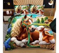Dozrmey Juego de Cama 135x200 Caballo MarróN, Funda Nórdica + 2 Fundas de Almohada, Tejido de Microfibra Suave y Transpirable, Dormitorios Juveniles e Infantiles K22-