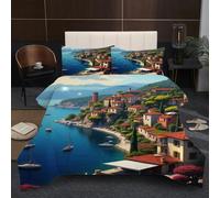 Dozrmey Juego de Cama 135x200 | Casa en La Costa, Edredón de Microfibra con Relleno de Algodón 200 gsm + 2 Fundas de Almohada, Suavidad y Calidez Todo el Año para Dormir Mejor