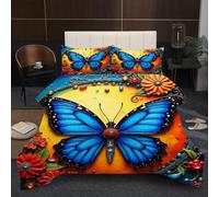 Dozrmey Juego de Cama 135x200 | Mariposa Azul, Edredón de Microfibra con Relleno de Algodón 200 gsm + 2 Fundas de Almohada, Suavidad y Calidez Todo el Año para Dormir Mejor