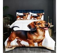 Dozrmey Juego de Cama 135x200 | Perro MarróN, Edredón de Microfibra con Relleno de Algodón 200 gsm + 2 Fundas de Almohada, Suavidad y Calidez Todo el Año para Dormir Mejor J102-
