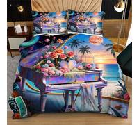 Dozrmey Juego de Cama 135x200 Piano Colorido, Funda Nórdica + 2 Fundas de Almohada, Tejido de Microfibra Suave y Transpirable, Dormitorios Juveniles e Infantiles K8-