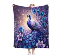 Dozrmey Manta de Cama Doble Pavo Real Morado, 180x220 Tejido de Franela Premium, Elegancia y Calor para tu Dormitorio, Superficie Suave por Ambos Lados, Cobertura Completa para Confort L248-