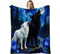 Dozrmey Manta Decorativa Grande, Lobo Azul, 180x220 cm, AQ4222