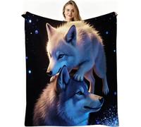 Dozrmey Manta Decorativa Grande, Lobo Gris, 180x220 cm, AQ3070
