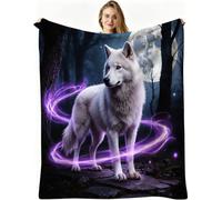 Dozrmey Manta Decorativa Grande, Lobo Gris, 180x220 cm, AQ3436