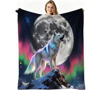 Dozrmey Manta Decorativa Grande, Lobo Gris, 180x220 cm, AQ3490