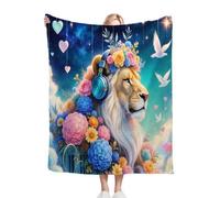 Dozrmey Manta para Cama Individual LeóN Colorido, 150x200 cm Manta Versátil para Interiores, Tejido de Franela Salón Dormitorio y Zonas de Descanso, Sin Pérdida de Color L342-