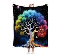 Dozrmey Manta para Sofá 240x260 Colourful Trees, Manta de Suave y Cálido 240 x 260 cm con Diseño en 3D, Manta de Franela Mullida para Perro Mascota Habitacion Dormitorio, AQ4560