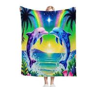Dozrmey Manta para Sofá 240x260 Delfín Azul, Manta de Suave y Cálido 240 x 260 cm con Diseño en 3D, Manta de Franela Mullida para Perro Mascota Habitacion Dormitorio, AQ5478