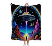 Dozrmey Manta para Sofá 240x260 Nave Espacial de Colores, Manta de Suave y Cálido 240 x 260 cm con Diseño en 3D, Manta de Franela Mullida para Perro Mascota Habitacion Dormitorio, AQ5790