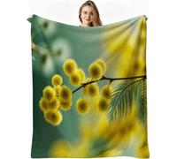 Dozrmey Manta para Sofá 240x260 Planta Amarilla, Manta de Suave y Cálido 240 x 260 cm con Diseño en 3D, Manta de Franela Mullida para Perro Mascota Habitacion Dormitorio, AW912