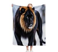 Dozrmey Manta para Sofá Grandes 180x220 LeóN Negro, Manta Suave de Franela y Microfibra para Cama 105, 3D Impresión Mantas de Sofa para Hogar Oficina Viaje, 180x220 cm N57