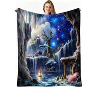 Dozrmey Mantas para Sofa Grandes 150x200 Cueva Azul, Mantas Cómoda y Transpirable Pelo para Cama 90, Manta Polar de Microfibra y Franela para Oficina Niños Adultos, AQ9183