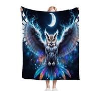 Dozrmey Mantas para Sofas Grandes 220x240 Búho Azul, Mantas para Cama 150 de Franela para Adultos y Adolescentes, Mantas Polar para Sofá Grande Fácil de cuidar, AQ5387