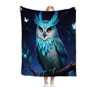 Dozrmey Mantas para Sofas Grandes 220x240 Búho Azul, Mantas para Cama 150 de Franela para Adultos y Adolescentes, Mantas Polar para Sofá Grande Fácil de cuidar, AQ5261