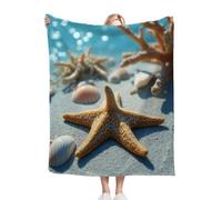Dozrmey Mantas para Sofas Grandes 220x240 Estrella de Mar en La Playa, Mantas para Cama 150 de Franela para Adultos y Adolescentes, Mantas Polar para Sofá Grande Fácil de cuidar