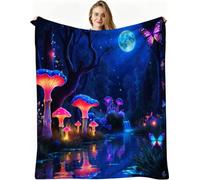 Dozrmey Mantas para Sofas Niños 130x150 Hongo Azul, Impresión 3D Manta para Sofá de Franela para Adultos Niños, Manta Polar 100% Microfibra para Viajes y Camping, AQ7592