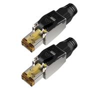 Dozylive 2 Unidad CAT 8 Conector RJ45 sin Herramientas Cable Red Ethernet Rígido Apantallado Enchufe 40 Gbps 2000 MHz Conectores CAT 8, Prise RJ45 Compatible con CAT 7 6 con Carcasa Metálica