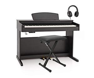 DP-10X Piano Digital Gear4music, Set con Accesorios, Negro Mate