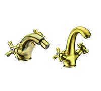 DP Grifería - Grifo de bidet monomando, color Antique, serie Almendro & DP Grifería - Grifo de lavabo monomando, color antique, serie Almendro