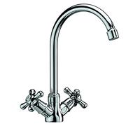 DP Grifería - Grifo de fregadero (grifo de cocina), color plateado, serie Almendro