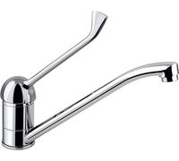 DP Grifería - Grifo de fregadero (grifo de cocina) monomando con maneta higiénica, color plateado, serie Hortensia