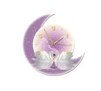 dP3sQ8mXjN Escultura para Colgar en la Pared Relojes de Pared creativos con Forma Cisne y Luna for decoración Sala Estar, Luminosa, luz cálida, Brillo Ajustable(Purple,40 * 85cm)
