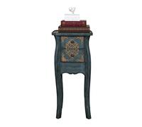 dP3sQ8mXjN Mesa de Centro Mesa Auxiliar con 2 cajones de Almacenamiento, mesita Noche Vintage cajón Estampado, Madera, Mesa Moderna pequeña Decorativa for Sala Estar, Dormitorio(Blue)