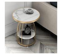 dP3sQ8mXjN Mesa de Centro Mesa Auxiliar pequeña Redonda de 2 Niveles, Mesa for sofá con Tablero Roca, Elegante mesita Noche for Sala Estar, Dormitorio, balcón, Estructura Metal, 19.6" DX 24.8" H