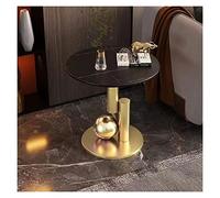 dP3sQ8mXjN Mesa de Centro Mesa Auxiliar Redonda de 21,6 Pulgadas, Mesa, Centro pequeña Impermeable, for sofá con Tablero Roca y Marco Metal for Sala Estar, Dormitorio, balcón Oficina(Black+Gold)