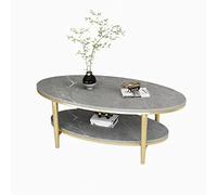 dP3sQ8mXjN Mesa de Centro Mesa de Centro Ovalada for Sala Estar, Mesa Moderna 2 Niveles con Estante Almacenamiento Abierto, Roca Marco Metal, cóctel Simple(Gray+Gold)