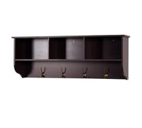 dP3sQ8mXjN Percheros de pared Perchero de pared con estante almacenamiento y 4 ganchos dobles madera for cocina, baño entrada(Negro)