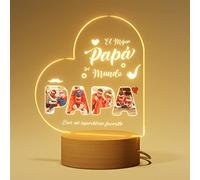 DPDP Regalo Papá Lámpara Personalizada - Regalo Hombre para Día del Padre Luz Noctura de Forma Corazón Regalos Originales Padre o Padrino para Cumpleaños, Día del Padre, Acción de Gracias