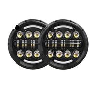 DPEDFVXVMR Coche Faro Principal 1 Par para Suzuki para Samurai 4x4 Coche 7 Pulgadas Led Faro Alto/bajo H4 Halo Eyes DRL Conjunto De Faros Delanteros Montaje de Faros(80w Halo Light Black1)