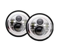 DPEDFVXVMR Coche Faro Principal 2 Unidades para Lada para Niva 4X4 para Coche Todoterreno Faros Delanteros Redondos De 7" Kit Faros LED Accesorio Halo Ojos Montaje de Faros(Chrome 2pcs)