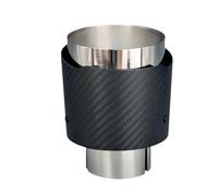 DPEDFVXVMR Doble Punta Escape 1 Uds. Universal Acero Inoxidable Fibra Carbono Bruñido De Sarga Mate Punta Boquilla Escape Garganta Trasera De Coche Terminal Escape(63.5mm-101mm)