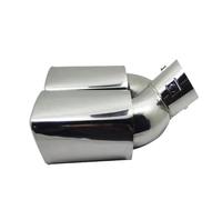 DPEDFVXVMR Doble Punta Escape Entrada Universal Salida 58mm 62mm Boquilla De Salida Doble para Coche Punta Silenciador Trasero Tubo Escape Boca Cuadrada Terminal Escape(Silver Curved)