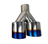 DPEDFVXVMR Doble Punta Escape Silenciador De Soldadura Plata Pulida con Borde Recto Acero Inoxidable Azul Quemado Universal Tubo De Escape Doble Terminal Escape(Left in60-out89mm)