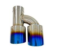 DPEDFVXVMR Doble Punta Escape Tubo Escape Universal En Forma H 4 Salidas Silenciador Tubo Escape Azul Boquilla Trasera Gran Calibre Terminal Escape(Left 60mm-89mm)