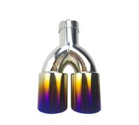 DPEDFVXVMR Doble Punta Escape Universal 51 Mm 63 Mm Acero Inoxidable Doble Salida Auto Silenciador Silenciadores De Escape Cola Garganta Punta del Tubo Terminal Escape(Blue 57MM)