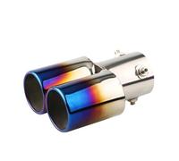 DPEDFVXVMR Doble Punta Escape Universal 63MM 2,5 "Entrada Coche Auto Escape Silenciador Punta Doble Tubo Ajuste Modificado Revestimiento De Cuello De Tubo Trasero Terminal Escape(Burnt Blue Straight)